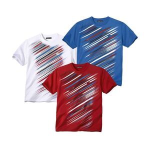 Atlas For Men Mens Sports T-Shirt (Pack of 3) / White/Red/Blue